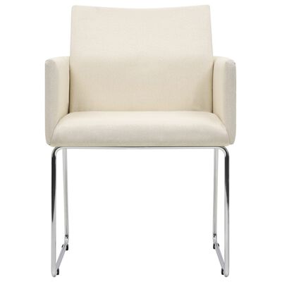 vidaXL spisebordsstole 2 stk. stof hør-look hvid