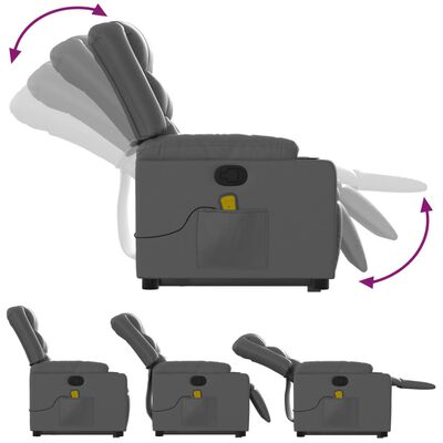 vidaXL løftestol med massagefunktion kunstlæder grå