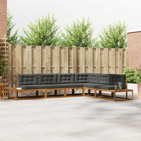 vidaXL Udend&oslash;rs sofagruppe 6 Stk Naturlig og Antracit