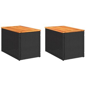 vidaXL haveborde 2 stk. 55x34x37 cm polyrattan og massivt tr&aelig; sort