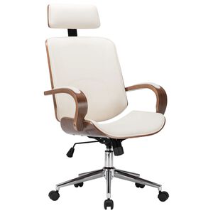 vidaXL drejelig kontorstol med nakkest&oslash;tte kunstl&aelig;der b&oslash;jet tr&aelig; creme