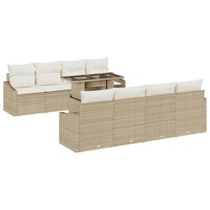 vidaXL Havesofa S&aelig;t med pude 7 pcs Beige og creme polyrattan