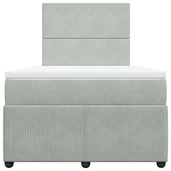 vidaXL kontinentalseng med madras 120x190 cm velour lysegrå