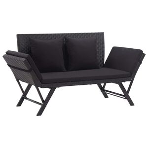 vidaXL haveb&aelig;nk med hynder 176 cm polyrattan sort