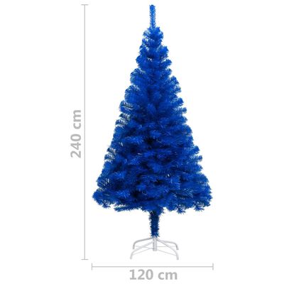 vidaXL kunstigt juletræ med lys og kuglesæt 240 cm PVC blå