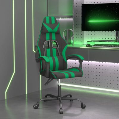 vidaXL drejelig gamingstol kunstlæder sort og grøn