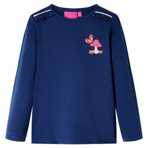 vidaXL Lang&aelig;rmet T-shirt til b&oslash;rn str. 104 marinebl&aring;