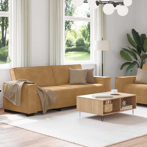 vidaXL sofas&aelig;t 2 dele med hynder velour brun