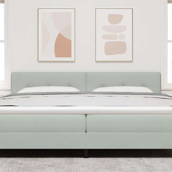 vidaXL Hovedg&aelig;rde med hovedg&aelig;rde Lysegr&aring; 200 cm Faux l&aelig;der