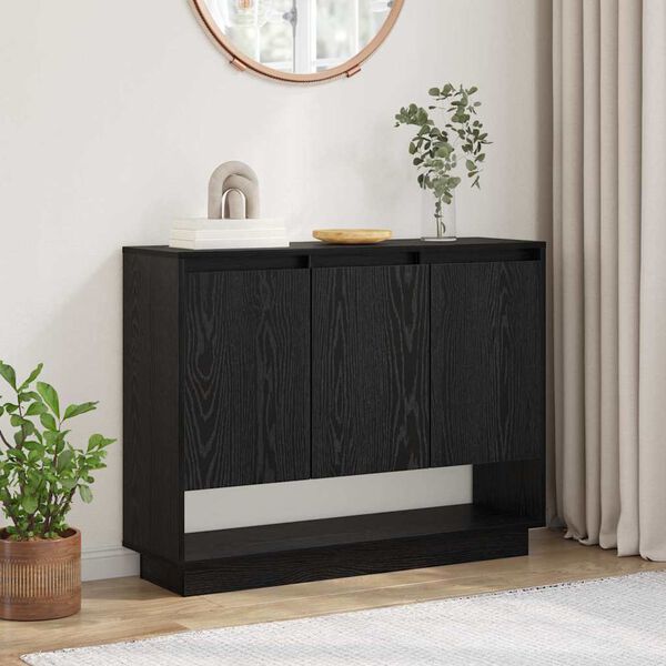 vidaXL Sideboard Sort eg 97 x 29 x 75 cm Konstrueret træ