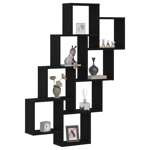 vidaXL Væghylde med hylde Sort eg 90 x 15 x 119.5 cm Konstrueret træ