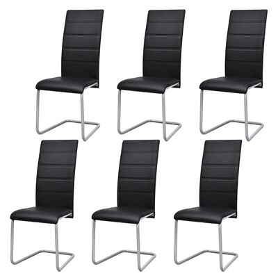 vidaXL spisebordsstole med cantilever 6 stk. kunstlæder sort