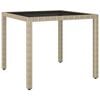 vidaXL spisebordss&aelig;t til haven 3 dele polyrattan og h&aelig;rdet glas beige