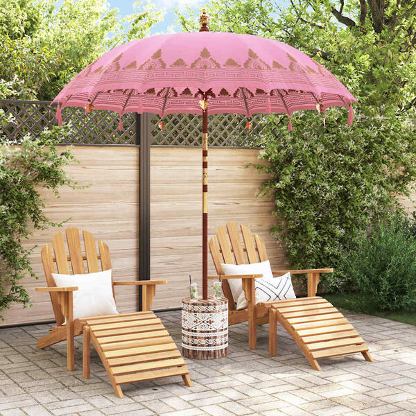 vidaXL Balinesisk parasol med base Lyser&oslash;d 215 x 215 x 260 cm