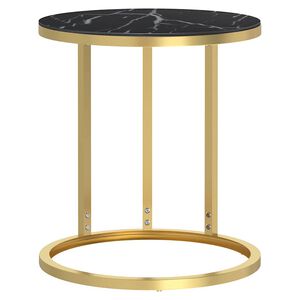 vidaXL sidebord 45 cm h&aelig;rdet glas guldfarvet og sort marmor