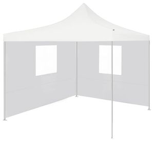 vidaXL foldbart festtelt med 2 sidev&aelig;gge 3 x 3 m st&aring;l hvid