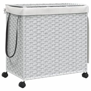 vidaXL vasket&oslash;jskurv med hjul 60x35x60,5 cm rattan hvid