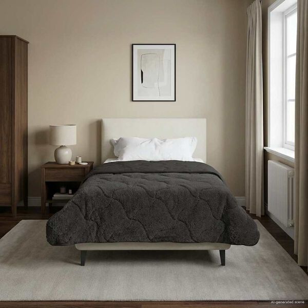 vidaXL Hel&aring;rs dyne Antracit 155 x 200 cm Mikrofiber og Teddy fleece