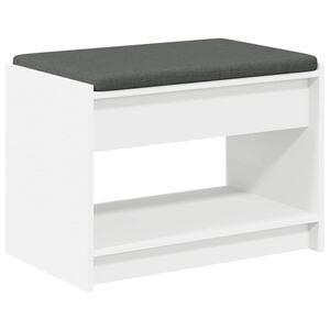 vidaXL Hallb&aelig;nk Hvid 63 x 38 x 45 cm Kunstigt tr&aelig; og stof