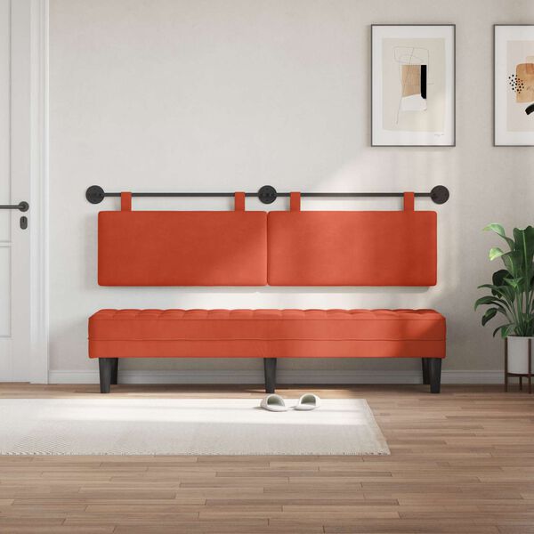 vidaXL H&aelig;ngende Hovedgavl R&oslash;d orange 170 x 55 x 5 cm Velourstof
