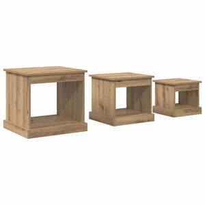 vidaXL Sofabord 3 stk. Artisan Egetr&aelig; 48 x 45 x 45 cm Konstrueret tr&aelig;