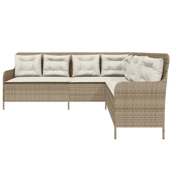 vidaXL havesofa med hynder L-formet polyrattan beige