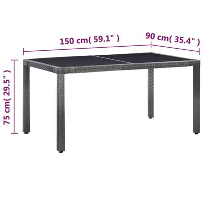vidaXL udendørs spisebordssæt i 7 dele polyrattan grå