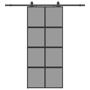 vidaXL skyded&oslash;r med hardwares&aelig;t 90x205 cm h&aelig;rdet glas sort