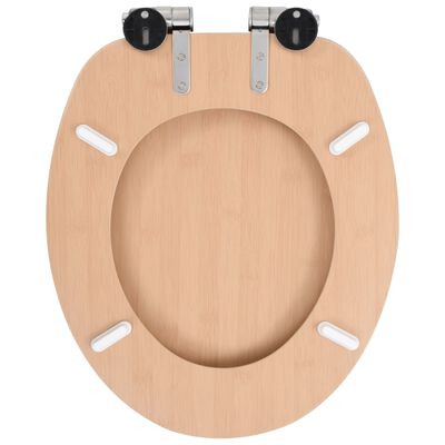vidaXL toiletsæde med soft close-låg MDF bambusdesign