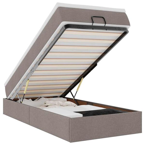 vidaXL osmannisk sengeramme med madras 100x200 cm stof gr&aring;brun