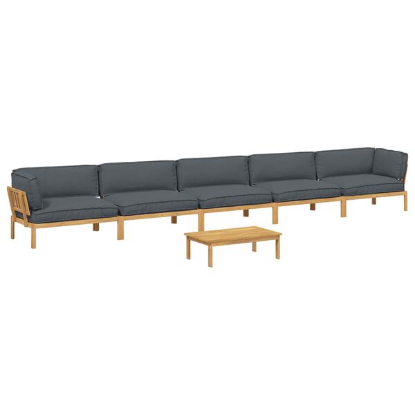 vidaXL Sofa S&aelig;t med pude Ensfarvet 6 pcs Antracit Massivt Akacietr&aelig;