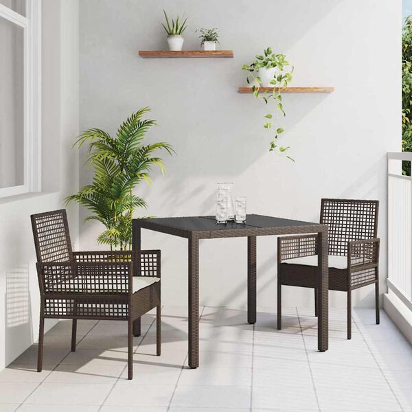 vidaXL Have Spisebordss&aelig;t 3 pcs Brun polyrattan