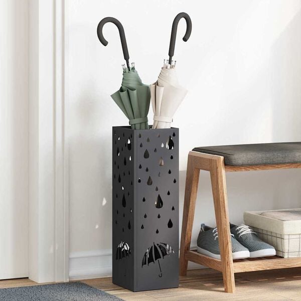 vidaXL Parasolfod Sort 15.5 x 15.5 x 49 cm Metal