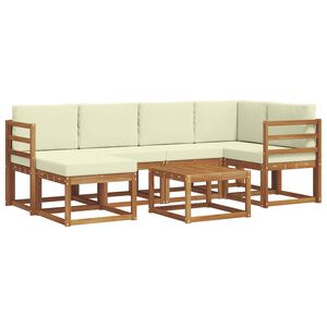 vidaXL Udend&oslash;rs sofagruppe med pude 7 pcs Naturlig og Fl&oslash;de