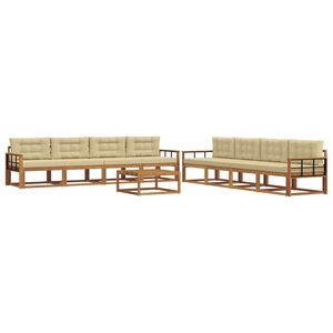 vidaXL Udend&oslash;rs sofagruppe med pude 9 pcs Naturlig og Beige