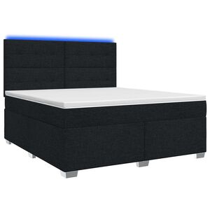 vidaXL Boxmadras med topmadras med hovedg&aelig;rde Sort 140 x 200 cm Stof