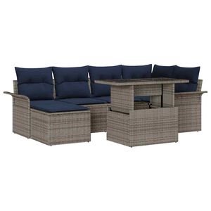 vidaXL Havesofa S&aelig;t 7 stk. Gr&aring; polyrattan