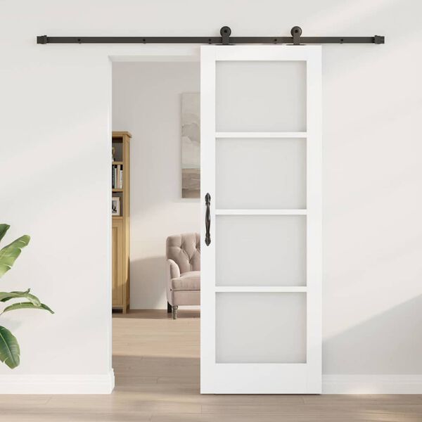 vidaXL Skyded&oslash;r ORKDAL Hvid 73,5 x 211 cm Massivt fyrretr&aelig; og glas