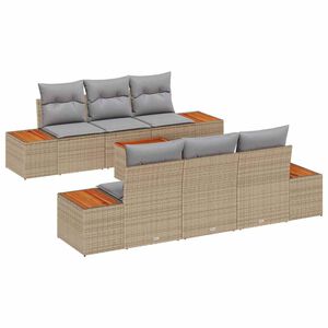 vidaXL Havesofa S&aelig;t med pude 7 pcs Beige Poly rattan