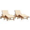 vidaXL Solstol 2 pcs Beige 200 x 67 x 84 cm Massivt Akacietr&aelig;