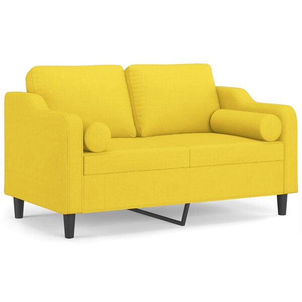 vidaXL 2-personers sofa med pyntepuder 120 cm stof lysegul