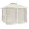 vidaXL pavillon 2,94x2,94 m dobbelt tag + meshv&aelig;gge st&aring;l cremefarvet