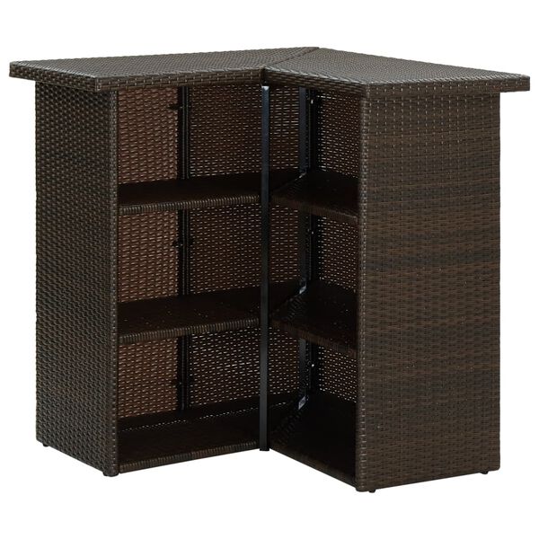 vidaXL hjørnebarbord 100x50x105 cm polyrattan brun