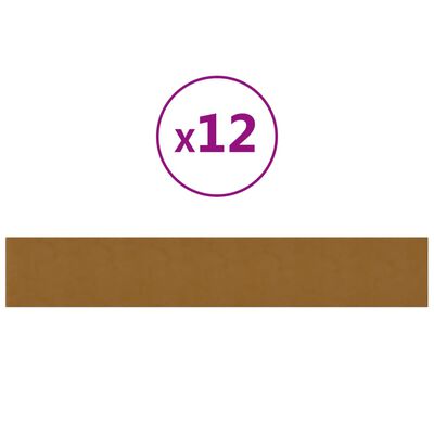 vidaXL vægpaneler 12 stk. 90x15 cm 1,62 m² fløjl brun