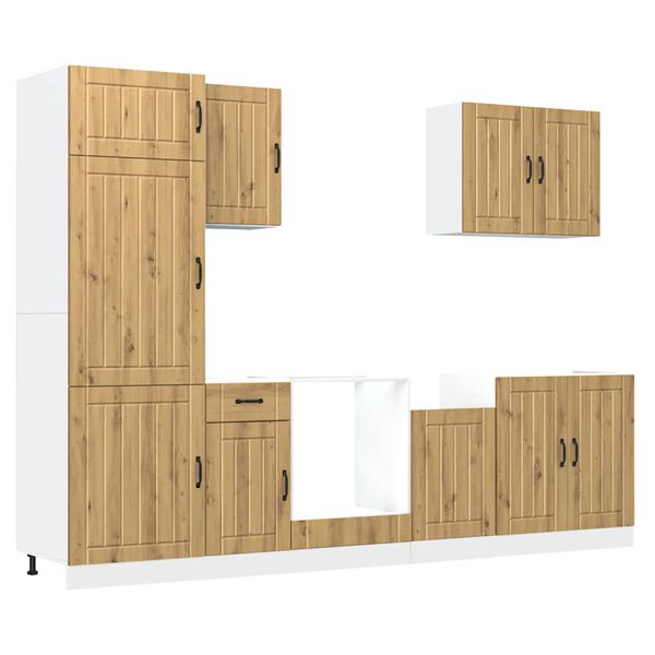 vidaXL 7 dele k&oslash;kkenskabss&aelig;t Lucca egetr&aelig;sfarvet konstrueret tr&aelig;