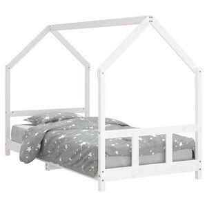 vidaXL sengeramme til juniorseng 90x200 cm massivt fyrretr&aelig; hvid