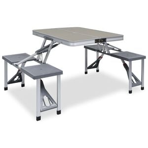 vidaXL foldbart campingbord med 4 siddepladser st&aring;l aluminium