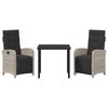vidaXL Have Spisebordss&aelig;t med pude 3 pcs Lysegr&aring; polyrattan