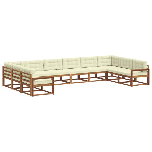 vidaXL Udend&oslash;rs sofagruppe med pude 10 pcs Naturlig og Fl&oslash;de