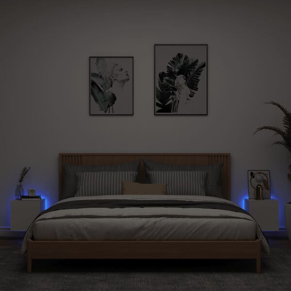 vidaXL væghængte tv-borde 2 stk. med LED-lys 30,5x35x30 cm hvid